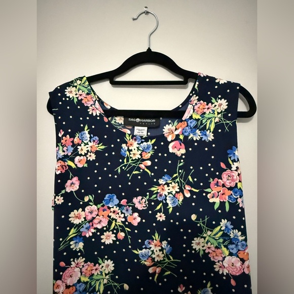 Sag Harbor Vintage Navy Floral Dress Size 14 PETITE - Picture 2 of 6